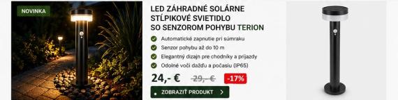 LED záhradné solárne stĺpikové svietidlo so senzorom pohybu TERION